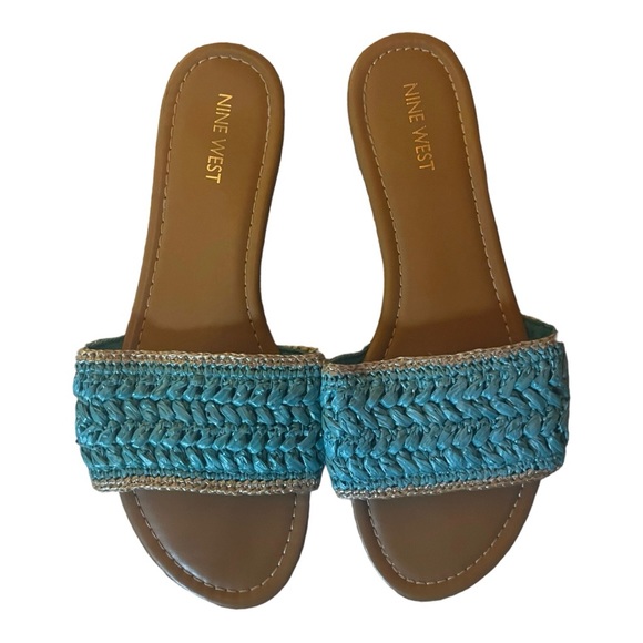 NINE WEST Blue Beehiv Slide Sandal  9 NWT - Picture 3 of 14